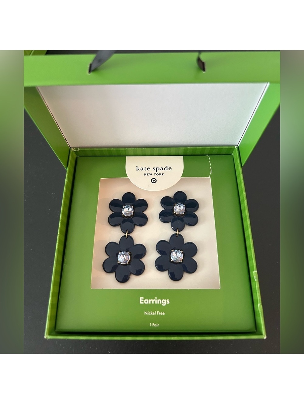 Kate Spade x Target Floral Linear Earrings Blue NEW